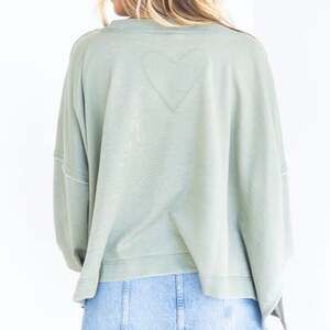 NWOT Free People Daisy Oversized Seamed Sweatshirt In Washed Army size XS